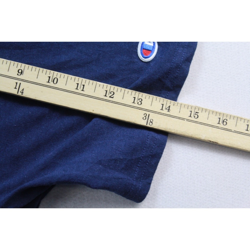 Champion T-Shirt Men Size M Blue Excellent Athletic Script Logo Short Sleeve - Picture 11 of 11